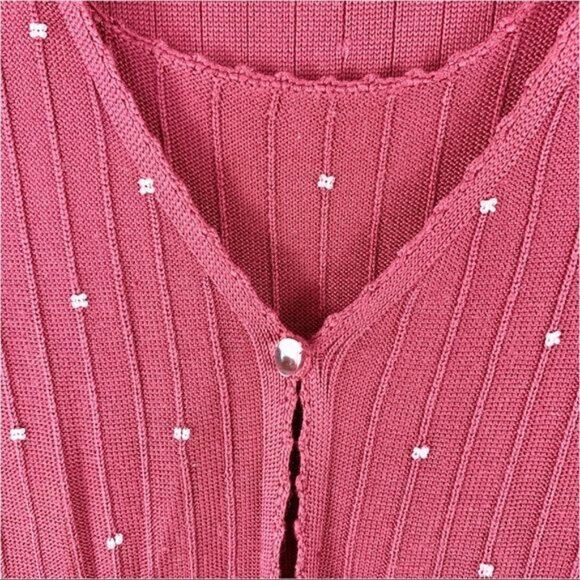 Classiques Entier Vintage‎ Beaded Silk Burgundy Cardigan Sweater Set - Picture 7 of 11